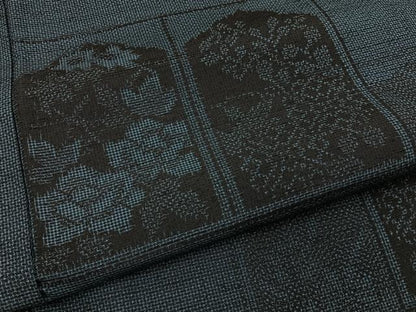 平和屋着物■上質な紬　草花文　正絹　逸品　BAAY6128hj