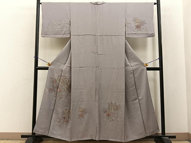 平和屋着物■中国三大刺繍　スワトウ相良刺繍　訪問着　総刺繍　御所車花文　金糸　正絹　逸品　BAAY6130hj
