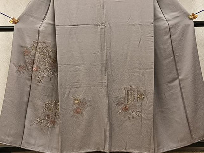 平和屋着物■中国三大刺繍　スワトウ相良刺繍　訪問着　総刺繍　御所車花文　金糸　正絹　逸品　BAAY6130hj