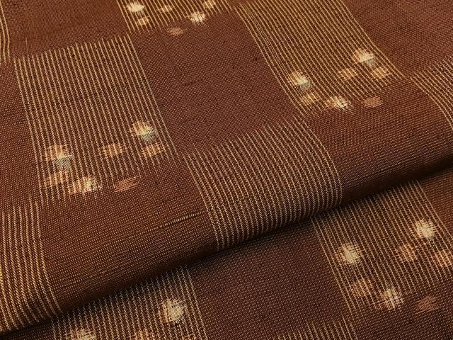 平和屋着物■上質な紬　市松あられ文様　正絹　逸品　BAAY6132hj