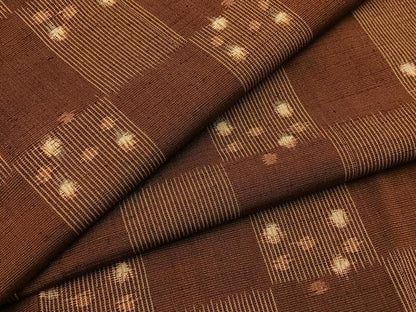 平和屋着物■上質な紬　市松あられ文様　正絹　逸品　BAAY6132hj