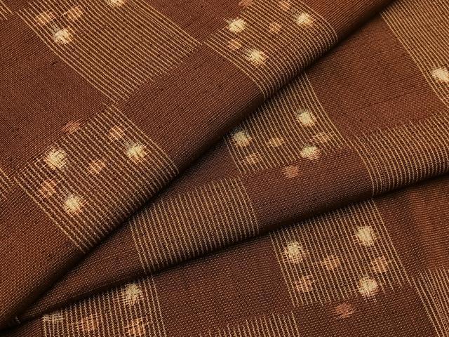 平和屋着物■上質な紬　市松あられ文様　正絹　逸品　BAAY6132hj