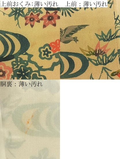 平和屋着物■上質な小紋　型染め　花鳥文　正絹　逸品　BAAY6133hj