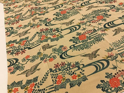 平和屋着物■上質な小紋　型染め　花鳥文　正絹　逸品　BAAY6133hj