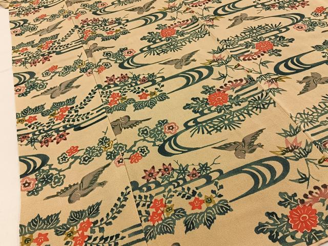平和屋着物■上質な小紋　型染め　花鳥文　正絹　逸品　BAAY6133hj