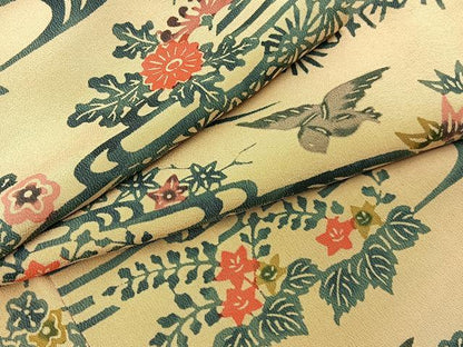 平和屋着物■上質な小紋　型染め　花鳥文　正絹　逸品　BAAY6133hj