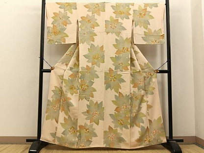 平和屋着物●上質な小紋　地紋起こし　花　正絹　逸品　BAAY6134hj