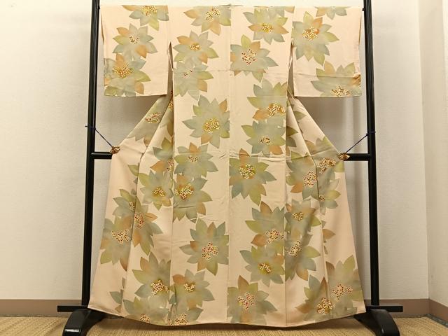 平和屋着物●上質な小紋　地紋起こし　花　正絹　逸品　BAAY6134hj