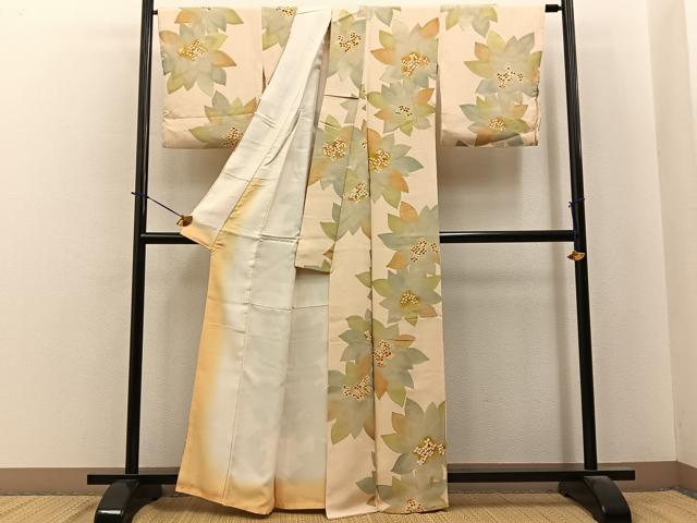 平和屋着物●上質な小紋　地紋起こし　花　正絹　逸品　BAAY6134hj