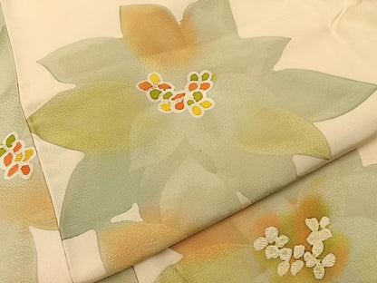 平和屋着物●上質な小紋　地紋起こし　花　正絹　逸品　BAAY6134hj