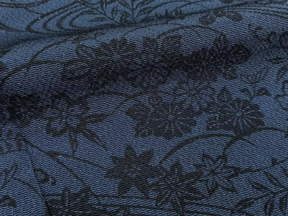 平和屋着物●上質な小紋　藍　型染め　松竹梅　流水花文　正絹　逸品　BAAY6136hj