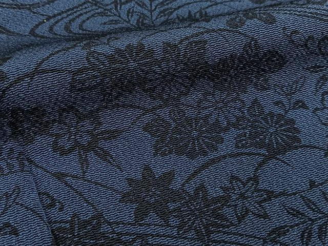 平和屋着物●上質な小紋　藍　型染め　松竹梅　流水花文　正絹　逸品　BAAY6136hj