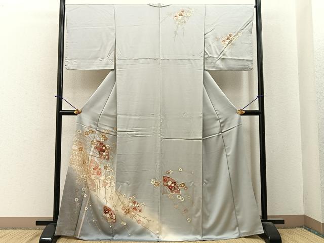 平和屋着物●訪問着　流水扇面花文　暈し染め　金彩　正絹　逸品　BAAY6137hj