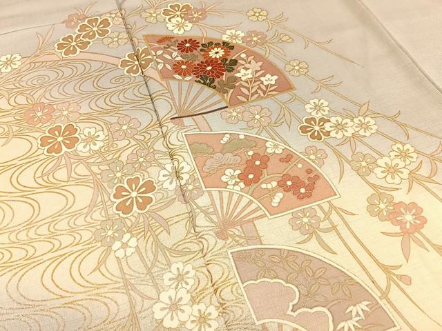 平和屋着物●訪問着　流水扇面花文　暈し染め　金彩　正絹　逸品　BAAY6137hj