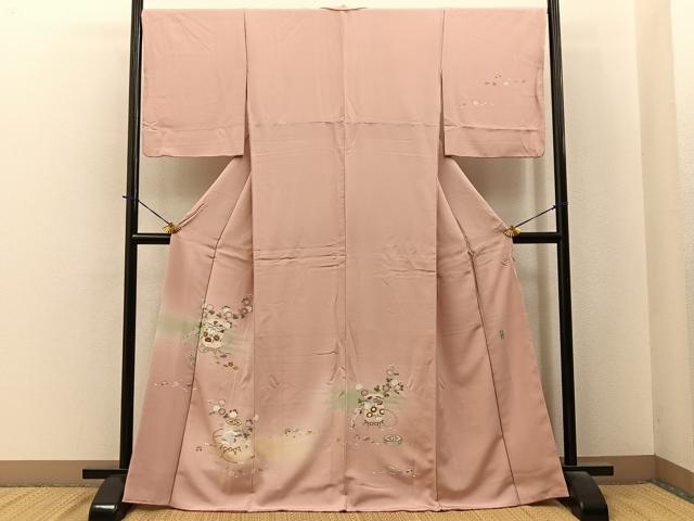 平和屋着物●訪問着　友禅　作家物　貝桶花文　暈し染め　正絹　逸品　BAAY6138hj