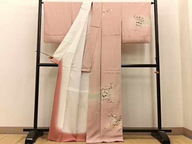 平和屋着物●訪問着　友禅　作家物　貝桶花文　暈し染め　正絹　逸品　BAAY6138hj