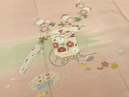 平和屋着物●訪問着　友禅　作家物　貝桶花文　暈し染め　正絹　逸品　BAAY6138hj