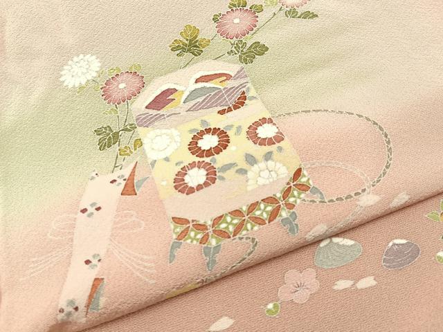 平和屋着物●訪問着　友禅　作家物　貝桶花文　暈し染め　正絹　逸品　BAAY6138hj
