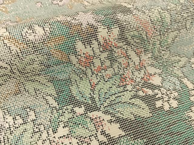 平和屋着物■上質な紬　草花文　正絹　逸品　BAAY6139hj
