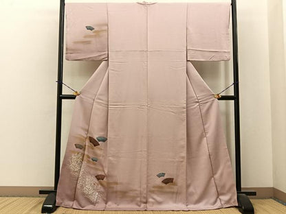 平和屋着物●訪問着　地紙秋草文　暈し染め　金彩　ロング丈　正絹　逸品　BAAY6140hj