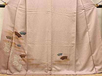 平和屋着物●訪問着　地紙秋草文　暈し染め　金彩　ロング丈　正絹　逸品　BAAY6140hj