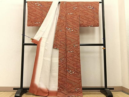 平和屋着物■上質な小紋　鹿の子草花文　金彩　正絹　逸品　BAAY6144hj