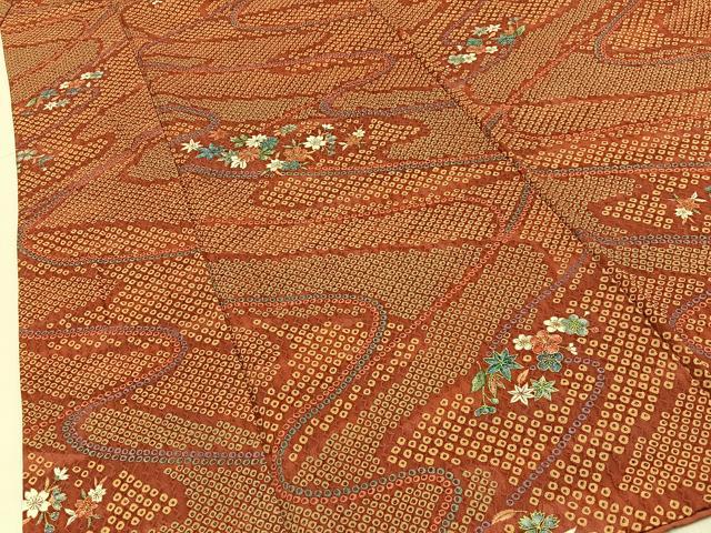 平和屋着物■上質な小紋　鹿の子草花文　金彩　正絹　逸品　BAAY6144hj