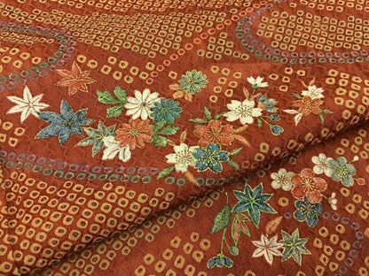 平和屋着物■上質な小紋　鹿の子草花文　金彩　正絹　逸品　BAAY6144hj