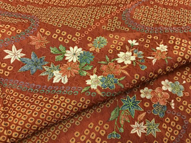 平和屋着物■上質な小紋　鹿の子草花文　金彩　正絹　逸品　BAAY6144hj