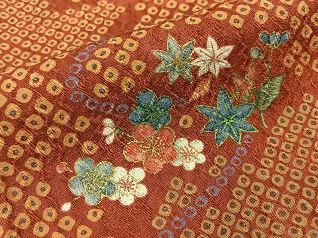 平和屋着物■上質な小紋　鹿の子草花文　金彩　正絹　逸品　BAAY6144hj