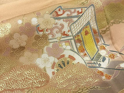 平和屋着物●豪華色留袖　松竹梅　流水御所車文　暈し染め　金彩　正絹　逸品　未使用　BAAY6147hj