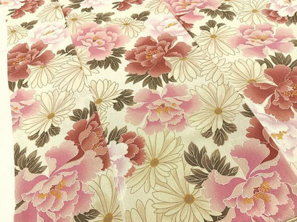 平和屋着物●上質な小紋　花尽くし　鬼しぼ縮緬　正絹　逸品　BAAY6148hj