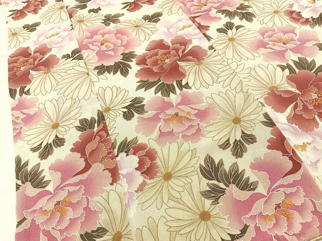 平和屋着物●上質な小紋　花尽くし　鬼しぼ縮緬　正絹　逸品　BAAY6148hj
