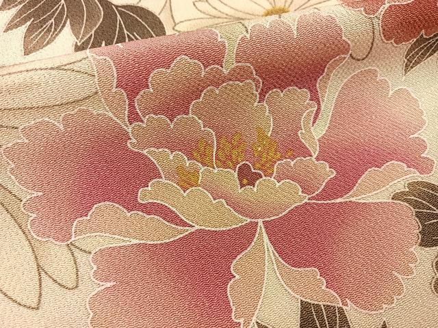 平和屋着物●上質な小紋　花尽くし　鬼しぼ縮緬　正絹　逸品　BAAY6148hj