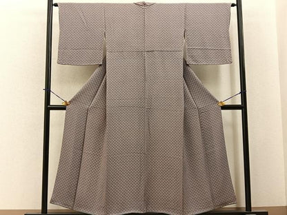 平和屋着物■上質な小紋　梅　鬼しぼ縮緬　正絹　逸品　BAAY6149hj