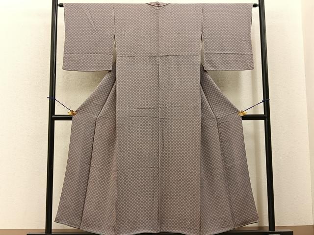 平和屋着物■上質な小紋　梅　鬼しぼ縮緬　正絹　逸品　BAAY6149hj