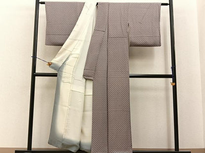 平和屋着物■上質な小紋　梅　鬼しぼ縮緬　正絹　逸品　BAAY6149hj