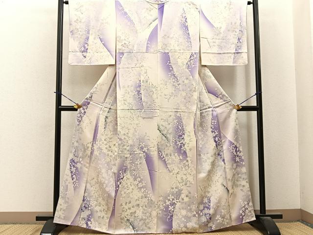 平和屋着物■上質な小紋　草花文　暈し染め　正絹　逸品　BAAY6150hj