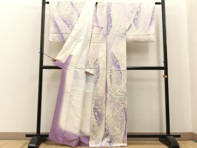平和屋着物■上質な小紋　草花文　暈し染め　正絹　逸品　BAAY6150hj