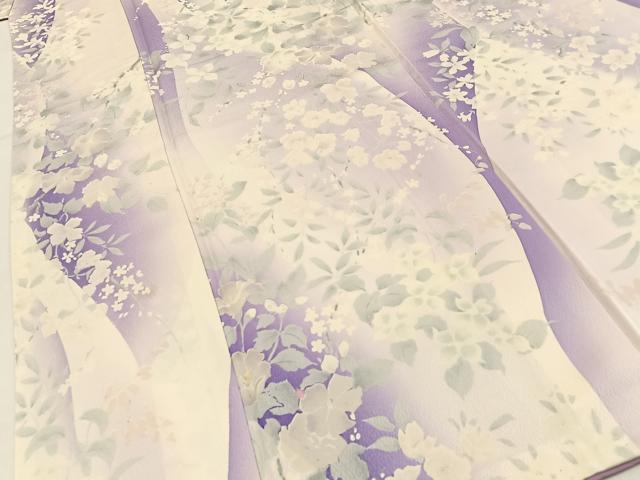 平和屋着物■上質な小紋　草花文　暈し染め　正絹　逸品　BAAY6150hj