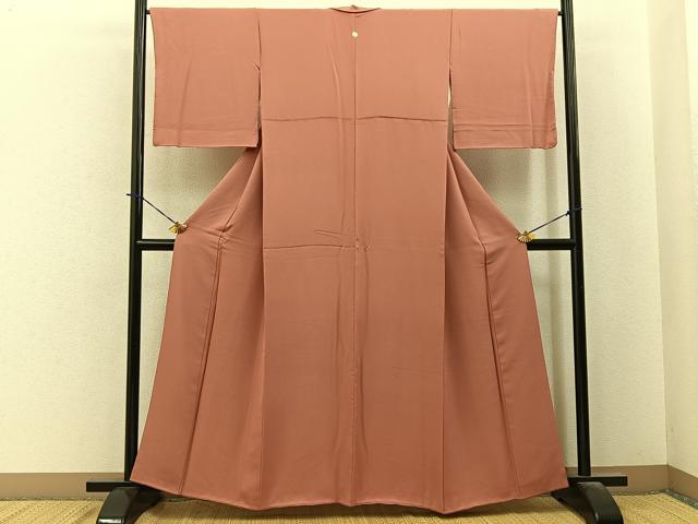 平和屋着物■上質な色無地　肉桂色　正絹　逸品　BAAY6151hj