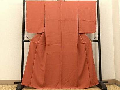 平和屋着物●上質な色無地　鉛丹色　正絹　逸品　未使用　BAAY6152hj