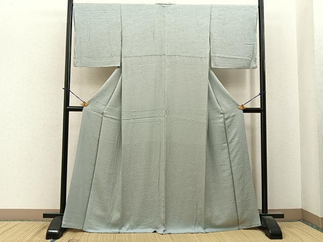平和屋着物●上質な色無地　御所解地紋　柳鼠色　正絹　逸品　BAAY6153hj