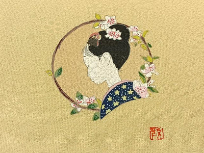 平和屋着物●上質な色無地　作家物　梅地紋　砥粉色　正絹　逸品　BAAY6154hj