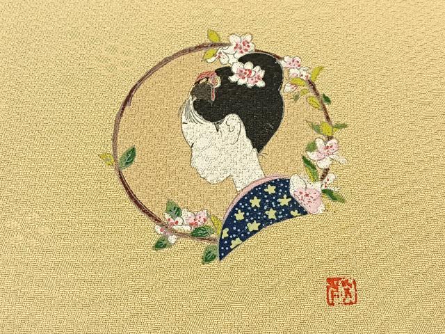 平和屋着物●上質な色無地　作家物　梅地紋　砥粉色　正絹　逸品　BAAY6154hj