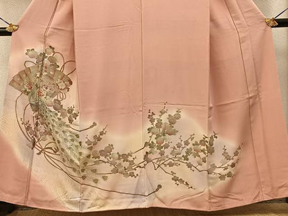 平和屋着物■色留訪問着　鳳凰檜扇花文　暈し染め　金彩　正絹　逸品　BAAY6156hj