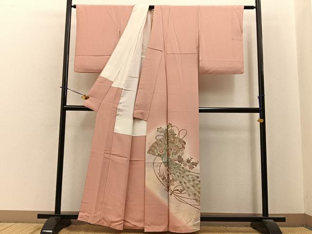平和屋着物■色留訪問着　鳳凰檜扇花文　暈し染め　金彩　正絹　逸品　BAAY6156hj