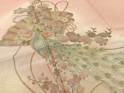 平和屋着物■色留訪問着　鳳凰檜扇花文　暈し染め　金彩　正絹　逸品　BAAY6156hj