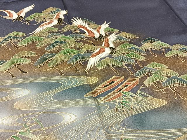 平和屋着物■訪問着　飛鶴浜松文　暈し染め　金彩　さが美扱い　正絹　逸品　BAAY6160hj