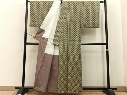 平和屋着物■上質な紬　花菱文　正絹　逸品　BAAY6161hj